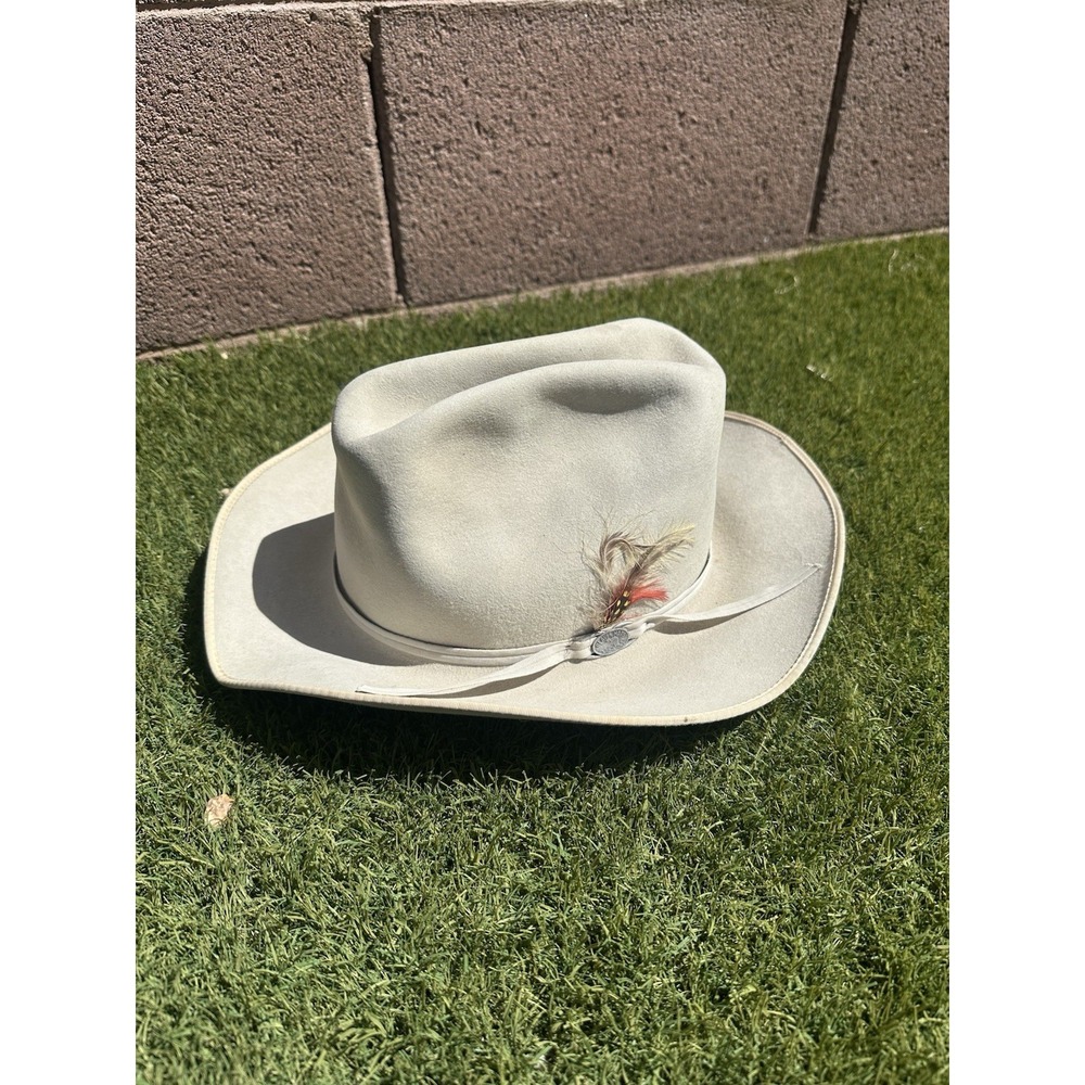 Circle A Western Wear Genuine Beaver Fur Cowboy Hat 5X Beige Size 6 7/8 Made USA
